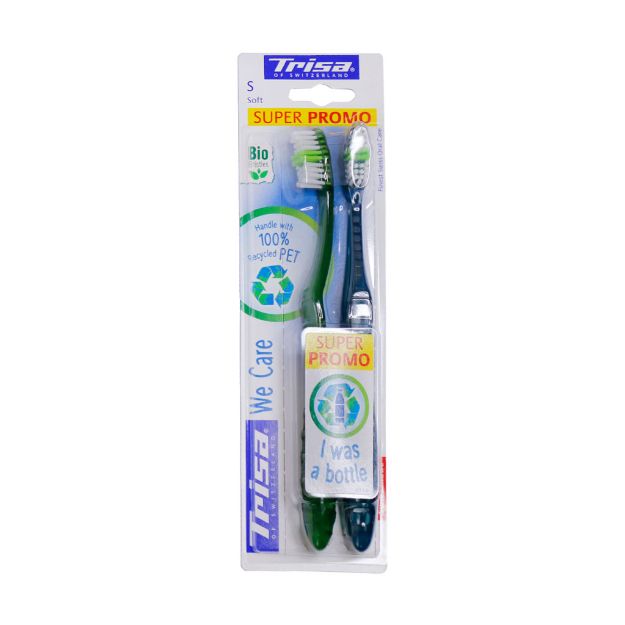 مسواک-دوتایی-سوپر-پرومو-مدل-وی-کر-تریزا-با-برس-نرم---Trisa-We-Care-Soft-Toothbrush