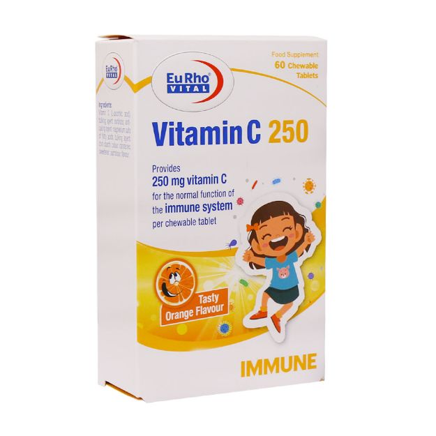 قرص جویدنی ویتامین C 250 میلی گرم یوروویتال 60 عدد - Eurho Vital Vitamin C 250 mg 60 Chewable Tabs
