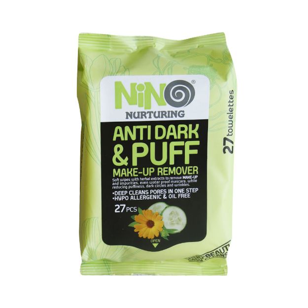 دستمال-مرطوب-پاک-کننده-آرایش-ضد-تیرگی-و-پف-نینو-27-عدد---Nino-Anti-Dark-And-Puff-Make-up-Remover-27-Pcs