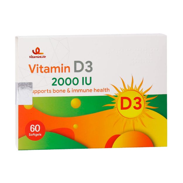 سافت ژل ویتامین D3 2000 واحد ویتامین لایف 60 عدد - Vitamin Life Vitamin D3 2000 IU 60 Softgels
