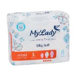 نوار-بهداشتی-ایرلید-سیلکلی-سافت-سایز-بزرگ-مای-لیدی-8-عدد---My-Lady-Large-Ultra-Thin-Silky-Soft-8-Pads