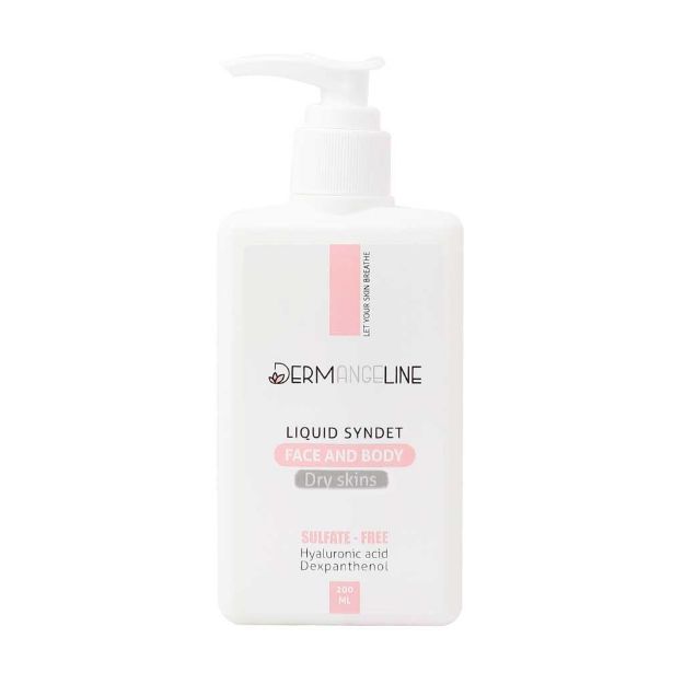 کرم-ژل-پاک-کننده-پوست-خشک-صورت-و-بدن-درم-انجلین-200-میلی-لیتر---Dermangeline-Liquid-Syndet-Dry-Skin-Face-and-Body-200ml