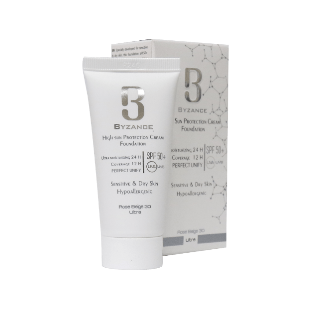 کرم-ضد-آفتاب-کرم-پودری-+SPF50-بیزانس-مناسب-پوست-خشک-و-حساس-30-میلی-لیتر---Byzance-High-Sun-Protection-Cream-Foundation-SPF50+-30-ml
