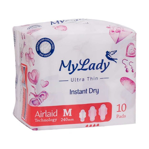 نوار-بهداشتی-ایرلید-مشبک-نرم-خیلی-نازک-سایز-متوسط-مای-لیدی-10-عدد---My-lady-Airlaid-Ultra-Thin-Medium-10-Pads