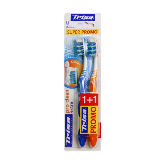 مسواک-اکسترا-پرو-کلین-تریزا-با-برس-متوسط-۲-عددی---Trisa-Extra-Pro-Clean-Toothbrush