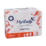 نوار-بهداشتی-ایرلید-مشبک-نرم-خیلی-نازک-سایز-بزرگ-مای-لیدی-8-عدد---My-lady-Ultra-Thin-large-Instant-Dry-8-pcs