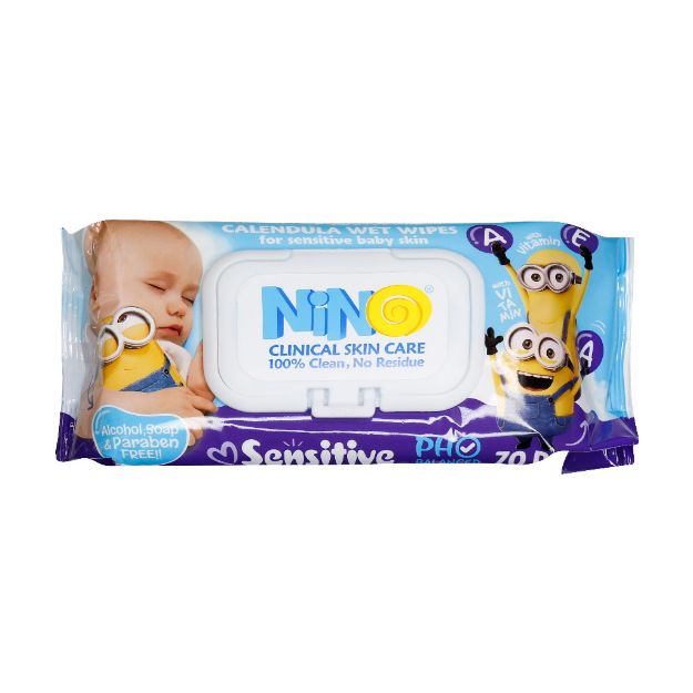 دستمال مرطوب پاک کننده کودک حاوی کالاندولا نینو 70 عدد - Nino Cleanser Baby Wipes 70 pcs