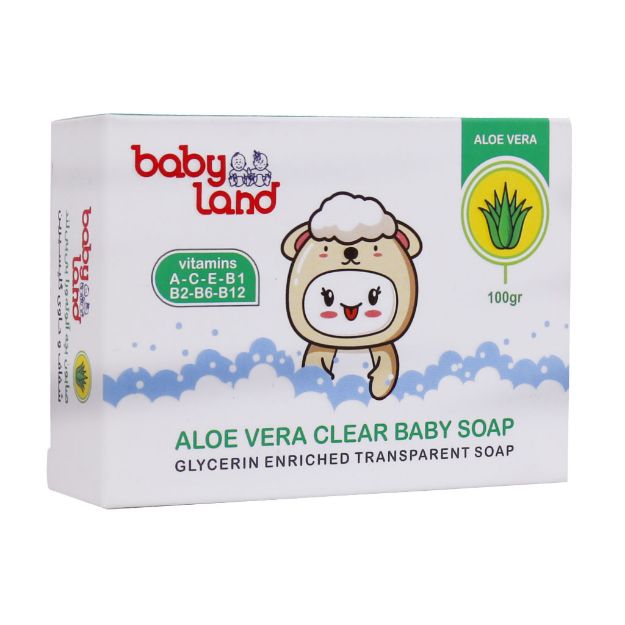 صابون-شفاف-بچه-حاوی-عصاره-آلوئه-ورا-بیبی-لند-100-گرم---Baby-Land-Aloe-Vera-Clear-Baby-Soap-100-g