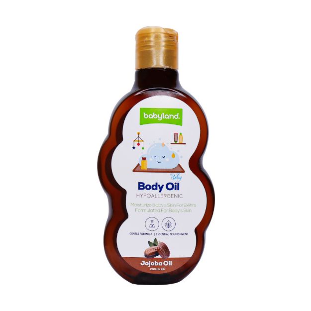 روغن-نرم-کننده-پوست-بچه-حاوی-روغن-جوجوبا-بیبی-لند-200-میلی-لیتر---Babyland-Body-Oil-for-Kids-with-Jojoba-Oil-200ml