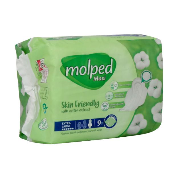 نوار-بهداشتی-بالدار-نیمه-ضخیم-مشبک-مولپد-مدل-Maxi-سایز-خیلی-بزرگ-9-عدد---Molped-Maxi-Hygienic-Double-Perforated-Pad-9-Pcs
