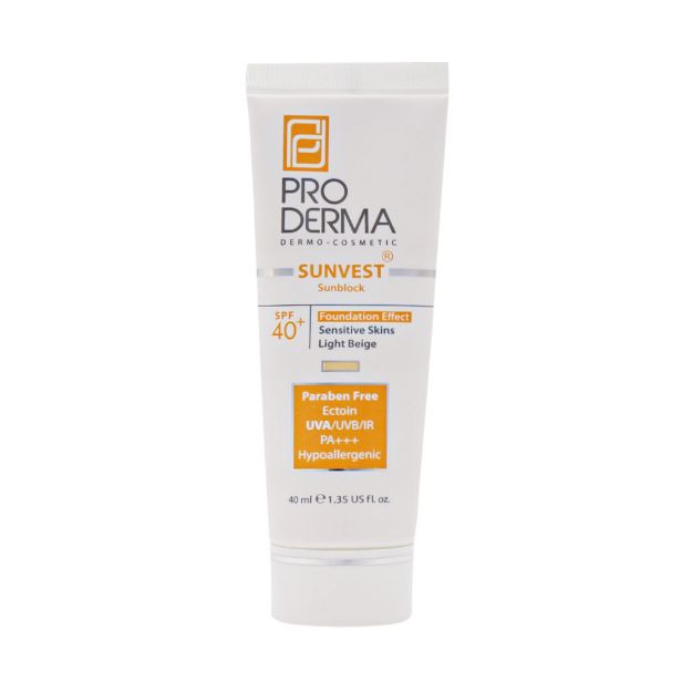 کرم-ضد-آفتاب-مینرال-رنگی-پرودرما-⁺SPF40-مناسب-پوست-های-حساس-۴۰-میلی-لیتر---ProDerma-Sunvest-Sunblock-SPF40⁺-Foundation-Effect-Sensitive-Skin-40-ml