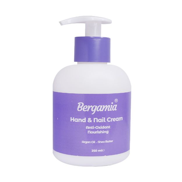 کرم-مرطوب-کننده-پمپی-دست-و-ناخن-برگامیا-حاوی-روغن-آرگان-250-میلی-لیتر---Bergamia-Hand-And-Nail-Linseed-Shea-Butter-and-argane-oil-250-ml