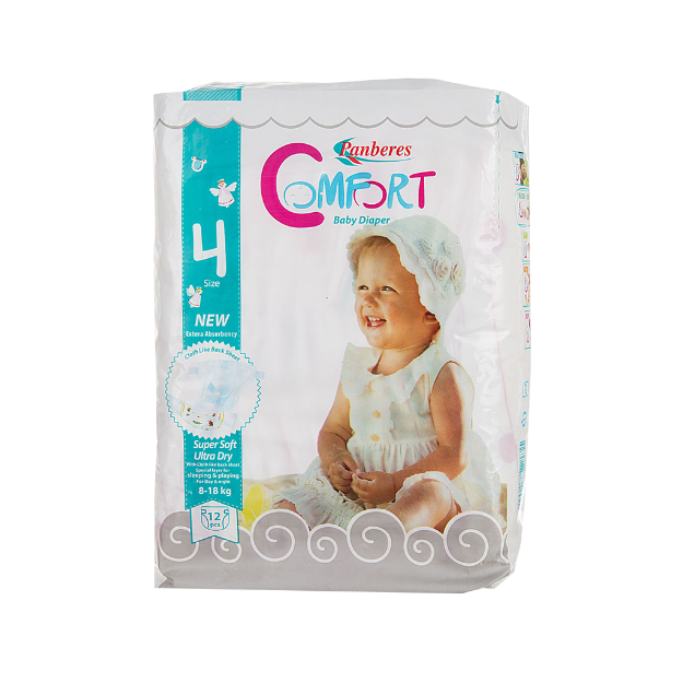 پوشک-شماره-۴-(۸-تا-۱۸-کیلوگرم)-پنبه-ریز-۱۲-عددی---Panberes-Baby-Diaper-Size-4-12-Pcs