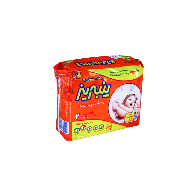 پوشک-شماره-۲-با-پوشش-کتانی-(۳-تا-۶-کیلوگرم)-پنبه-ریز-۱۸-عددی---Panberes-Baby-Diaper-18-Pcs