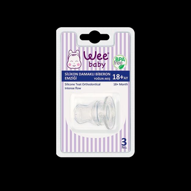 سر-شیشه-ارتودنسی-شماره-۳-وی-بیبی-مناسب-کودکان-بالای-۱۸-ماه-کد-۱۲۷---Wee-Baby-Silicone-Teat-Orthodontical-Intense-Flow-3-Code-127