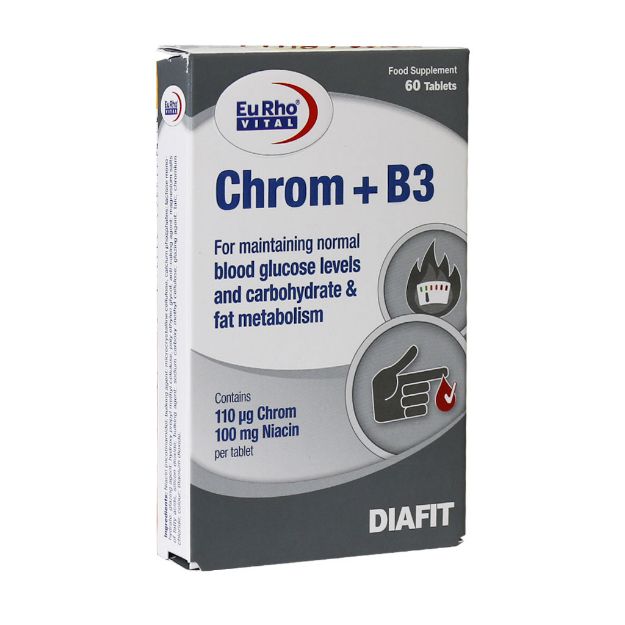 قرص کروم و ویتامین B3 یوروویتال 60 عدد - Eurho Vital Chrom And Vitamin B3 60 Tabs