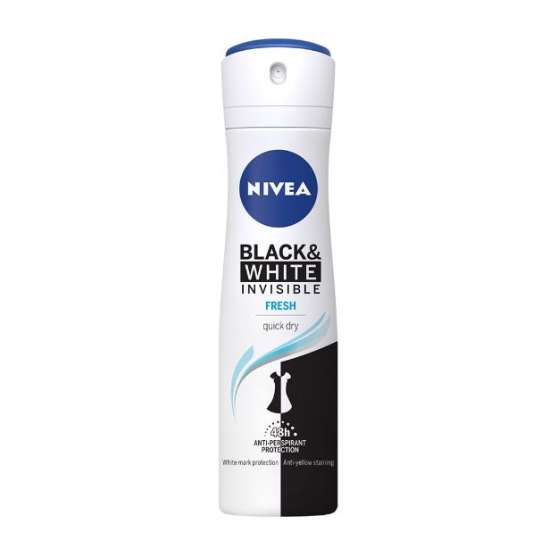 اسپری-ضد-تعریق-زنانه-نیوآ-مدل-بلک-اند-وایت-فرش-۱۵۰-میلی-لیتر---Nivea-Invisible-Black-And-White-Fresh-Spray-For-Women-150-ml
