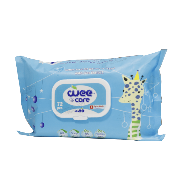 دستمال-مرطوب-کودک-وی-کر-حاوی-روغن-پنبه-دانه-72-عدد---Wee-care-Cotton-Seed-oil-Baby-Wipes-72-Pcs