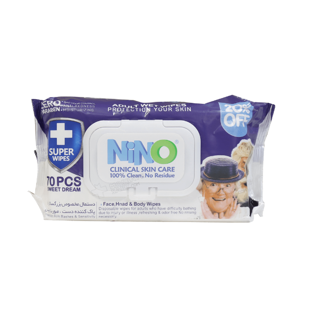 دستمال-مرطوب-مخصوص-بزرگسالان-نینو-70-عدد---Nino-Clinical-Skin-care-70-Pcs