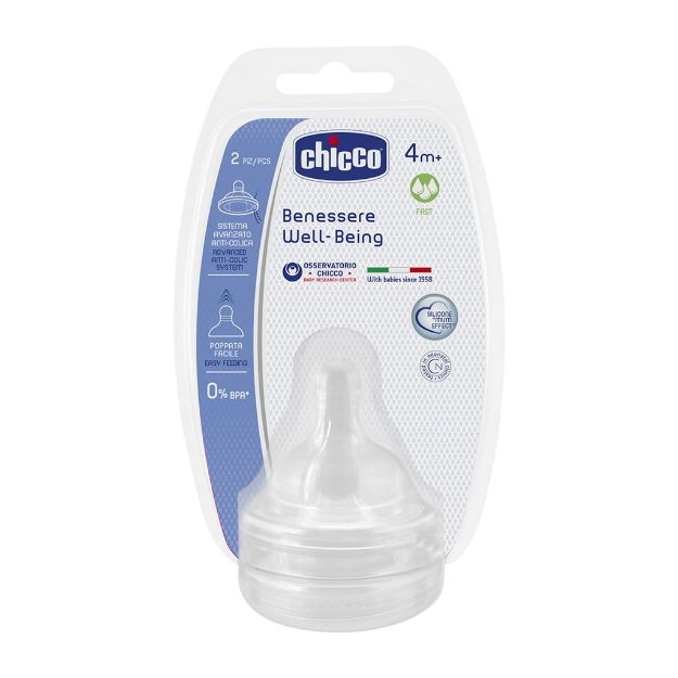 سر-شیشه-جریان-سریع-ول-بینگ-چیکو-مناسب-برای-4-ماهگی-2-عدد---+Chicco-Well-Being-Teat-4m