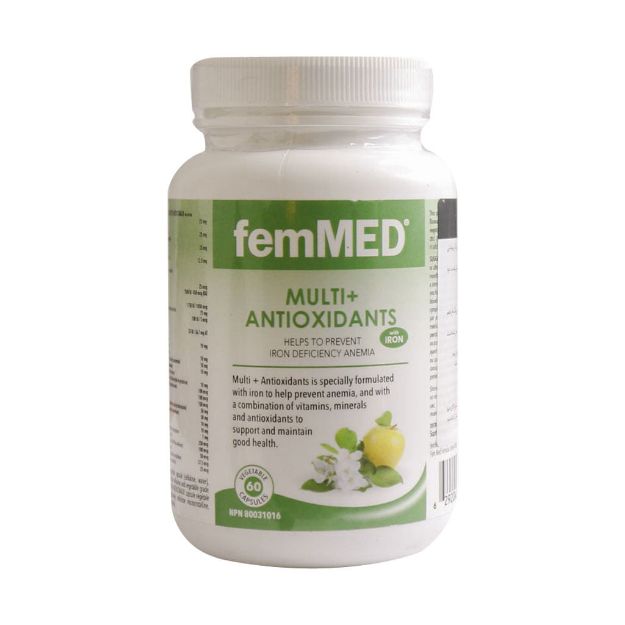 کپسول-مولتی-ویتامین-و-آنتی-اکسیدان-به-همراه-آهن-فم-مد-60-عدد---femMED-Multi-+-Antioxidants-With-Iron-60-caps