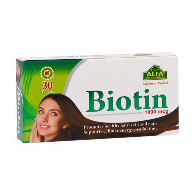 قرص بیوتین 1000 میکروگرم آلفا ویتامینز 30 عدد - Alfa Vitamins Biotin 1000 Mcg 30 Tablets