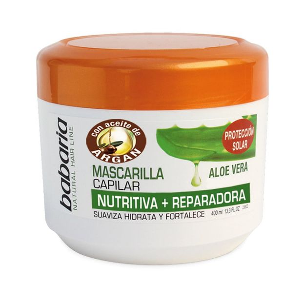ماسک-مو-آلوئه-ورا-و-روغن-آرگان-باباریا-400-میلی-لیتر---Babaria-Aloe-Vera-and-Argan-Oil-Hair-Mask-400-ml