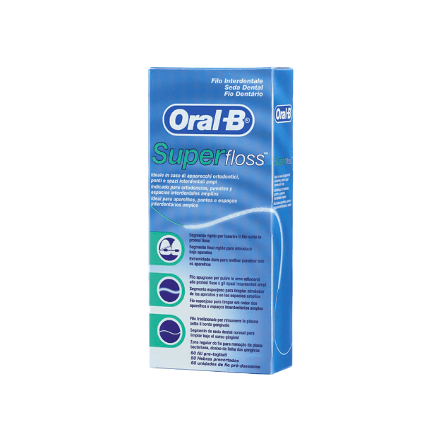 نخ-دندان-رشته-ای-سوپر-فلاس-اورال-بی-مخصوص-براکت-و-بریج-۵۰-عددی---Oral-B-Super-Floss-For-Bracket-And-Bridge-50-Pcs