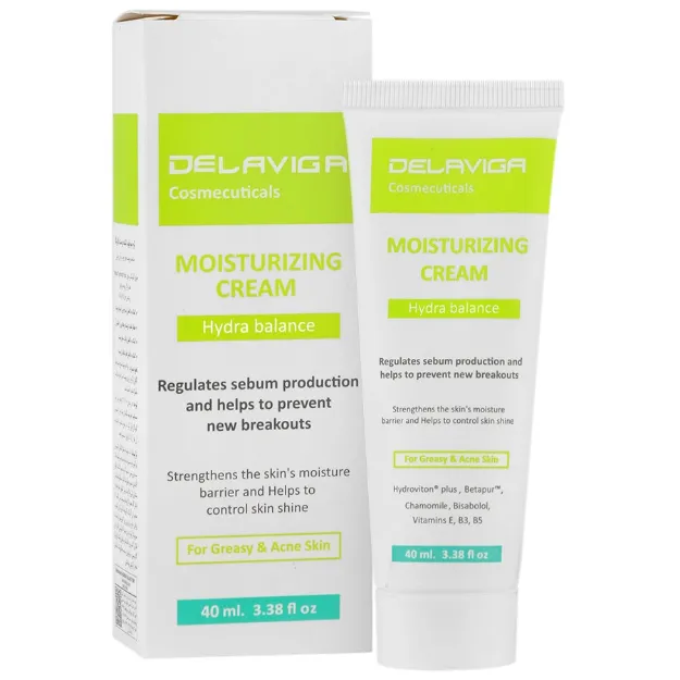 کرم مرطوب کننده پوست چرب و جوش دار دلاویگا 40 میلی لیتر