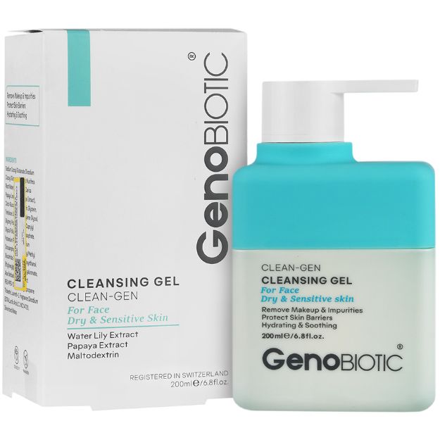 ژل شستشوی صورت پوست های خشک وحساس ژنوبایوتیک200میلی لیتر