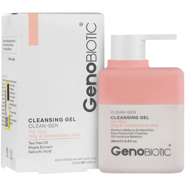 ژل شستشوی صورت پوست  چرب و مختلط ژنوبایوتیک 200 میلی لیتر