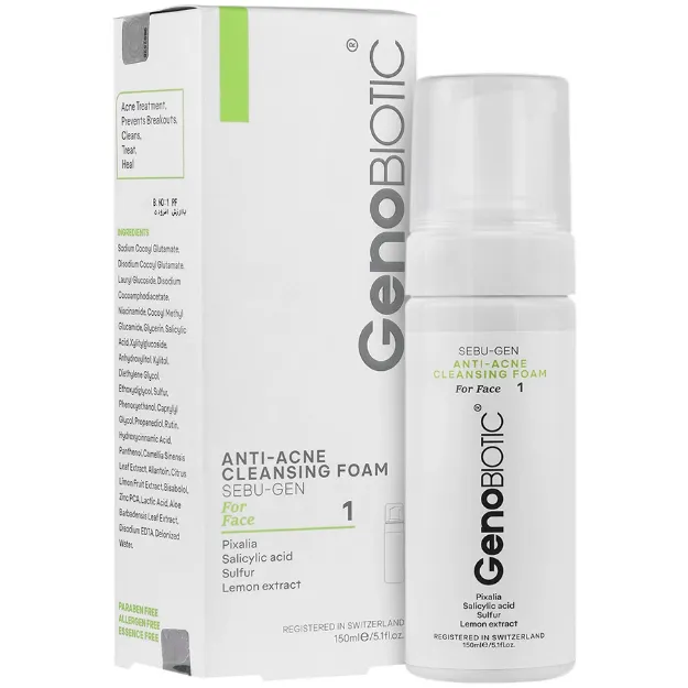 فوم شستشوی ضد آکنه صورت ژنوبایوتیک 150میلی لیتر
