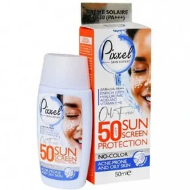 کرم ضدآفتاب بی‌رنگ پیکسل SPF50 مدل Oily Acne-Prone Skin، مناسب پوست‌های چرب، حجم 50 میلی‌لیتر
